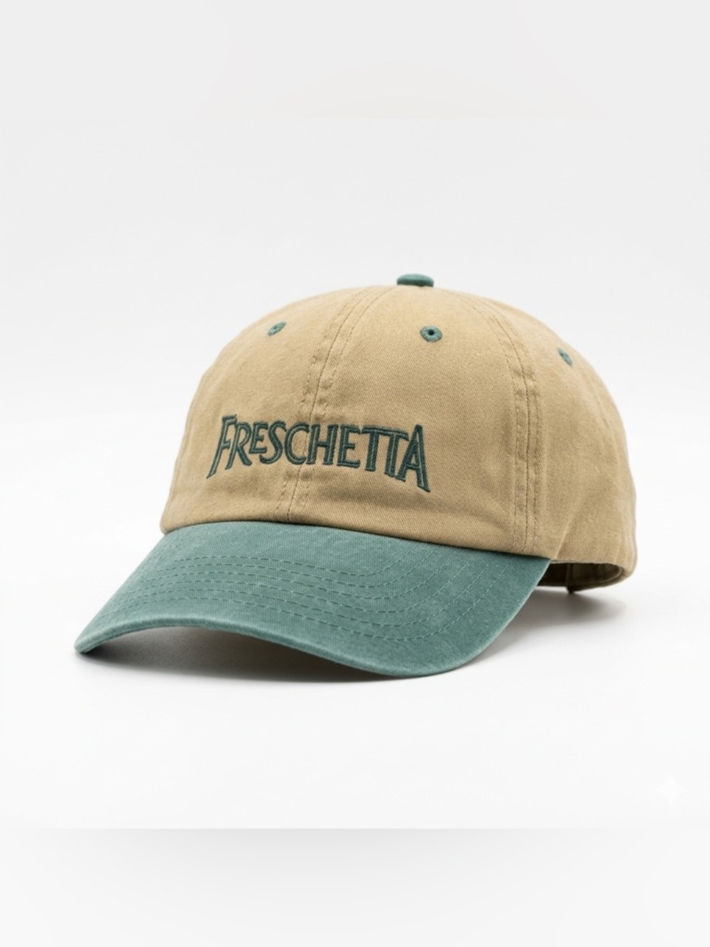 Vintage Freschetta Pizza Hat Khaki Green Strapback Dad Cap Dog Daze 100% Cotton